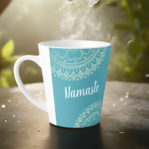 Caneca De Café Latte Instrutor de Meditação Yoga Green Blue Mandala Dou