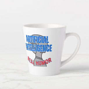 Caneca De Café Latte Inteligência artificial, humor real.w Branco BG