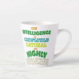 Caneca De Café Latte Inteligência Natural Engraçada Tipografia Vintage 