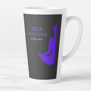 Caneca De Café Latte Ioga e Meditação por uma Mente Saudável