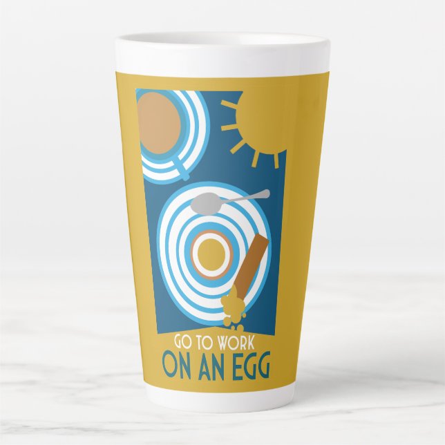 Caneca De Café Latte Ir Trabalhar Em Uma Arte De Parede De Ovos (Frente)