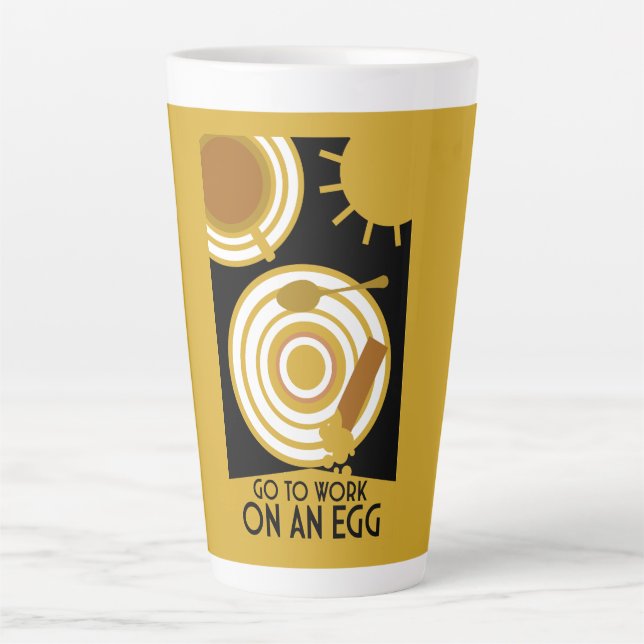 Caneca De Café Latte Ir Trabalhar Em Uma Arte De Parede De Ovos (Frente)