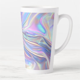 Caneca De Café Latte Iridescent Shiny Metallic Fabric, Teal Gold Purple
