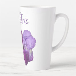Caneca De Café Latte Iris personalizável, nome de garota, flores roxas 