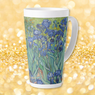 Caneca De Café Latte Irises Van Gogh Vintage Flor Art Monograma