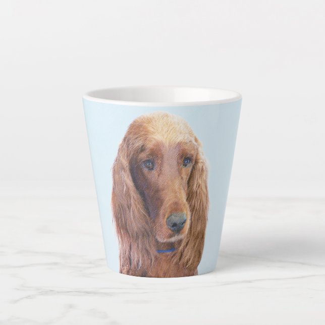 Caneca De Café Latte Irish Setter Painting - Bela Arte Original De Cach (Frente)