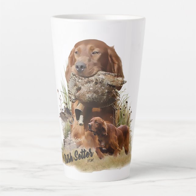 Caneca De Café Latte Irish Setter, Woodcock para caçar, Art (Frente)
