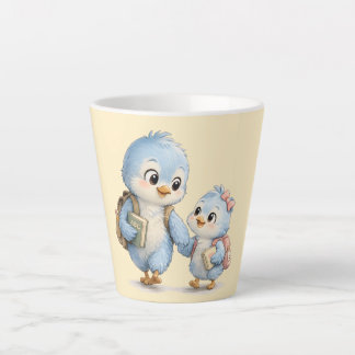 Caneca de Café Latte Irmão Irmã Passarinho Fofo
