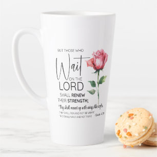 Caneca De Café Latte Isaiah 40:31 Aqueles que esperam na Lorde Flor