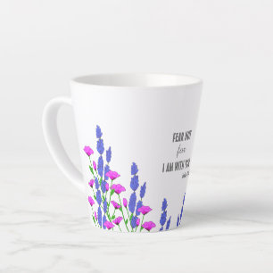 Caneca De Café Latte Isaías 41:10 Verso Floral Cristão Religioso