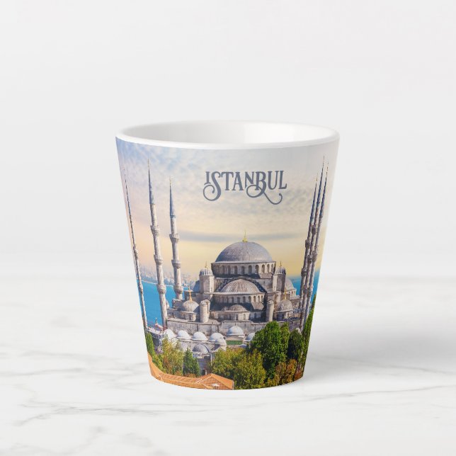 Caneca De Café Latte Istambul de texto personalizado (Frente)