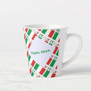 Caneca De Café Latte Itália e Bandeira Italiana Personalização Verde em