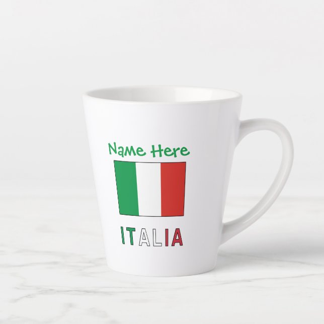 Caneca De Café Latte Italia e Bandiera Italiana Personalização Verde (Direita)