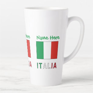 Caneca De Café Latte Italia e Bandiera Italiana Personalização Verde