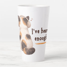 Caneca De Café Latte "Já ouvi o suficiente" Gato Usando Fone de Ouvido