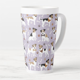 Caneca De Café Latte Jack Russell Terrier Paws e Ossos Latão Mug