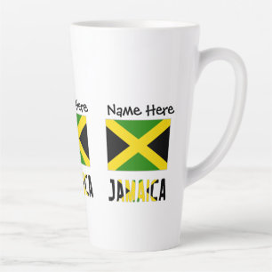 Caneca De Café Latte Jamaica e bandeira jamaicana com seu nome