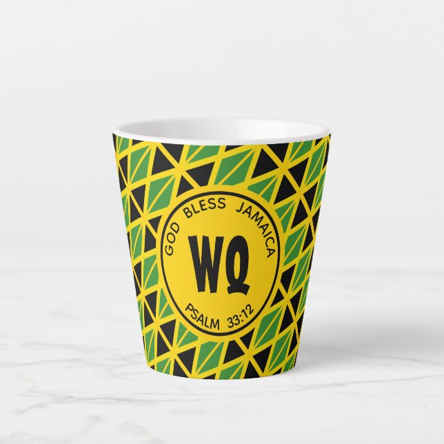 Caneca De Café Latte JAMAICA FLAG Patriótico Personalizável Amarelo (Frente)
