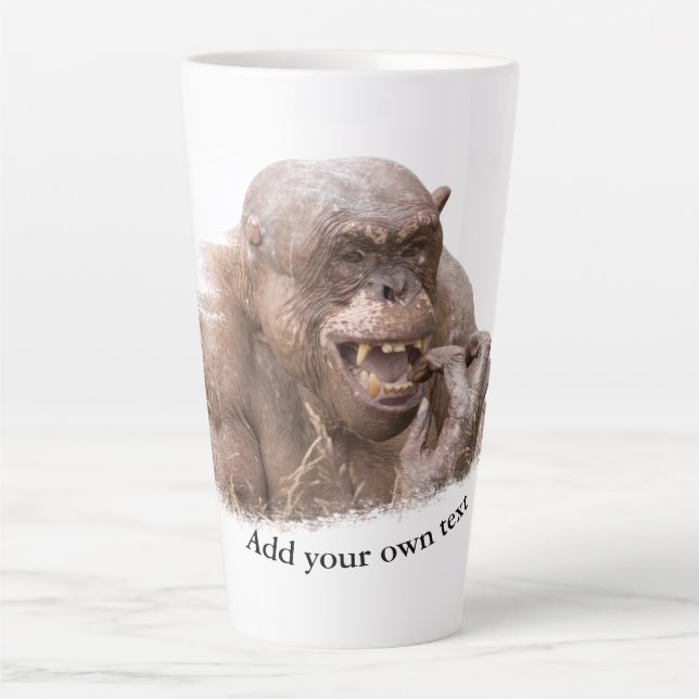 Caneca De Café Latte Jambo, o Chimp sem cabelo (Frente)
