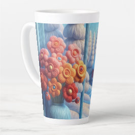 Caneca De Café Latte Janela de Flores de Inverno