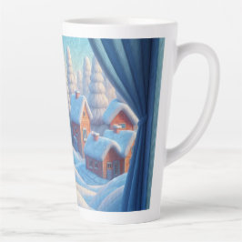 Caneca De Café Latte Janela de Flores de Inverno