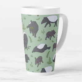 Caneca De Café Latte Janto da família Tapir em Verde