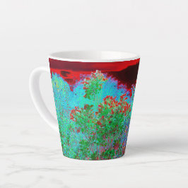 Caneca De Café Latte Jardim Abstrato Colorido com Crimson Sunset
