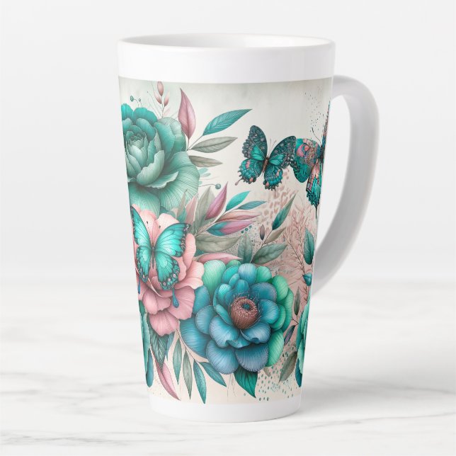 Caneca De Café Latte Jardim da Borboleta (Ângulo direito)