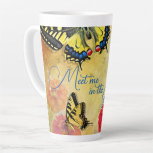Caneca De Café Latte Jardim da Borboleta Dizendo Tall Latch