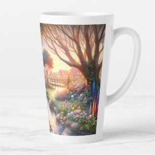 Caneca De Café Latte Jardim da Cabana ao Pôr do Sol