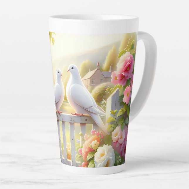 Caneca De Café Latte Jardim da Casa de Campo das Pombas Brancas (Ângulo direito)