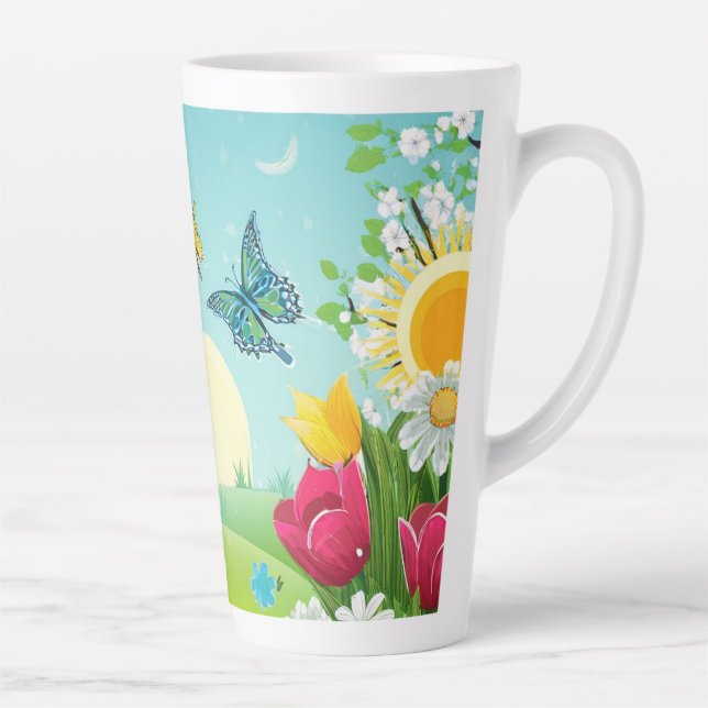 Caneca De Café Latte Jardim de Primavera3 (Direita)