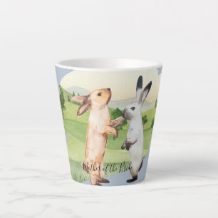 Caneca De Café Latte Jardim do País Casal de Casamento de Coelhos