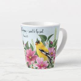 Caneca De Café Latte Jardim do País com aves e escrituras