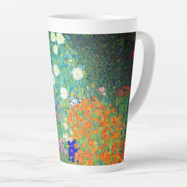 Caneca De Café Latte Jardim Flor Gustav Klimt (Ângulo direito)
