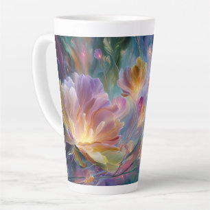 Caneca De Café Latte Jardim floral sonhador abstrato
