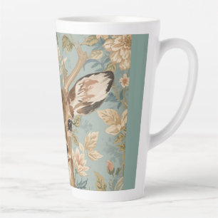Caneca De Café Latte Jardim Floral Vintage Rena Cute e Veado