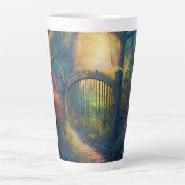 Caneca De Café Latte Jardim Florestal Encantado | Arte Digital