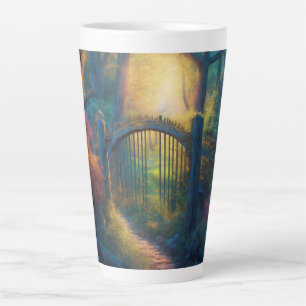 Caneca De Café Latte Jardim Florestal Encantado   Arte Digital