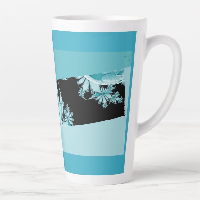 Caneca De Café Latte Jardim fractal no céu (Direita)