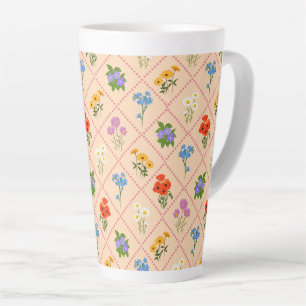 Caneca De Café Latte Jardim Harlequim de Flores Silvestres
