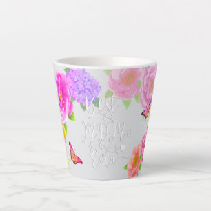 Caneca De Café Latte Jardim Romântico de Peões Melhor Cinza Mãe