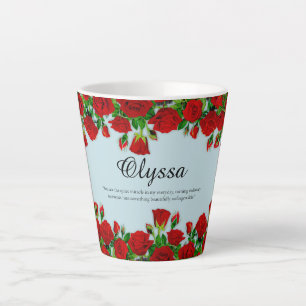 Caneca De Café Latte Jardim Romântico de Rosas Vermelhas Clássicas com