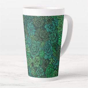 Caneca De Café Latte Jardim suculento em verde