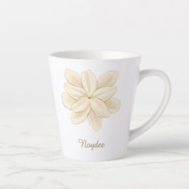 Caneca De Café Latte Jasmine Flor Branca Nome Elegante