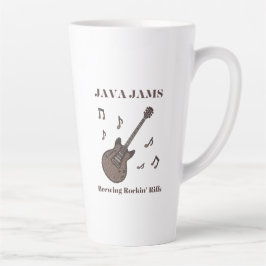 Caneca De Café Latte Java Jams-Brewing Rockin' Riffs-Café-Guitarra-