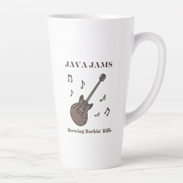 Caneca De Café Latte Java Jams-Brewing Rockin' Riffs-Café-Guitarra- (Direita)