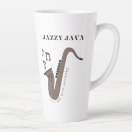 Caneca De Café Latte Jazzy Java-Saxofone-Café-