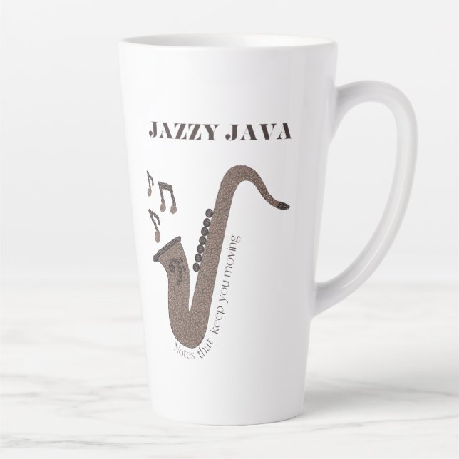Caneca De Café Latte Jazzy Java-Saxofone-Café- (Direita)