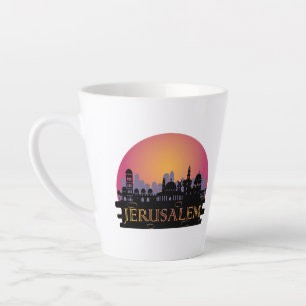 Caneca De Café Latte Jerusalém - Linha do horizonte da Cidade Antiga - 